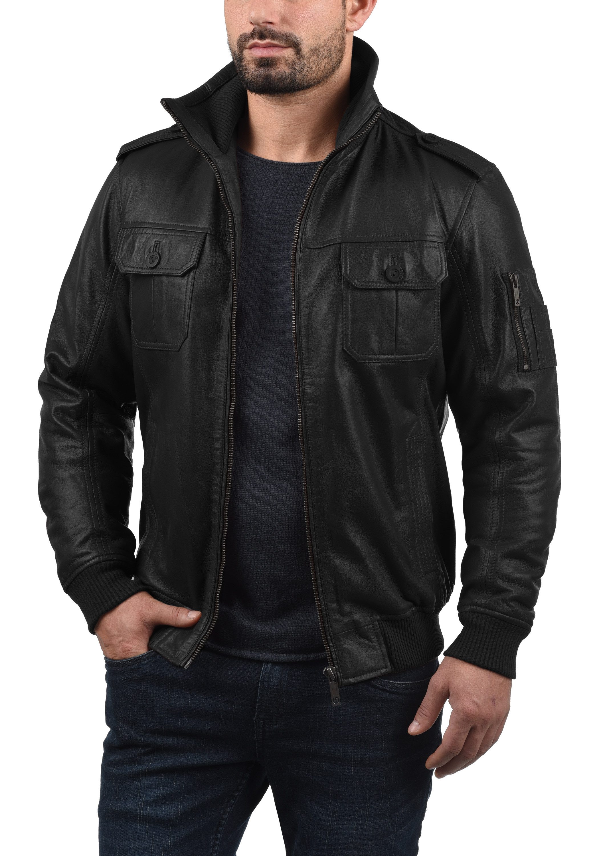 !Solid Lederjacke SDFamash Bikerjacke aus 100% Schafsleder