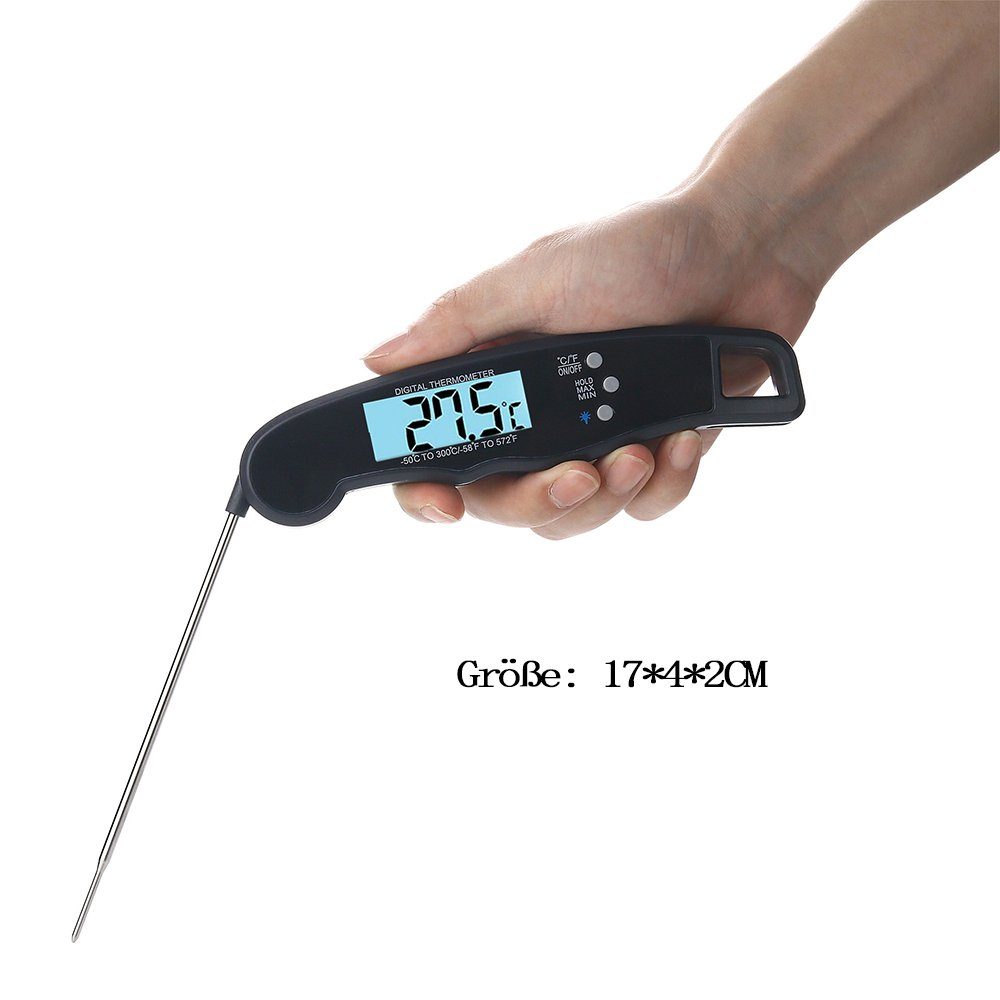 GelldG Grillthermometer Fleischthermometer digital Grillthermometer, Bratenthermometer 2-in-1