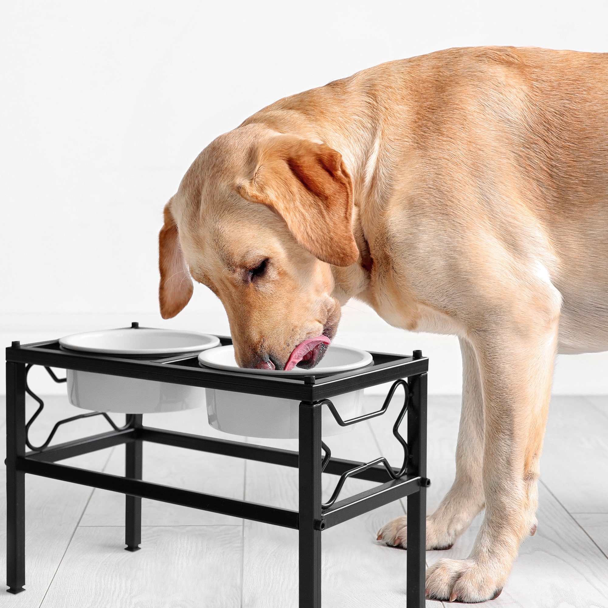 Hundenapf Höhenverstellbar Mit Edelstahlschüssel - Rutschfeste Futterstation 14-33,5cm