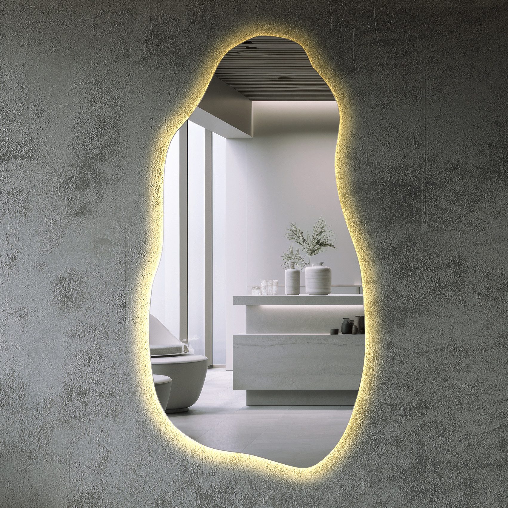 Tulup LED-Lichtspiegel Beleuchteter LED-Spiegel mit Moderne Form der zu Jedem Interieur Passt
