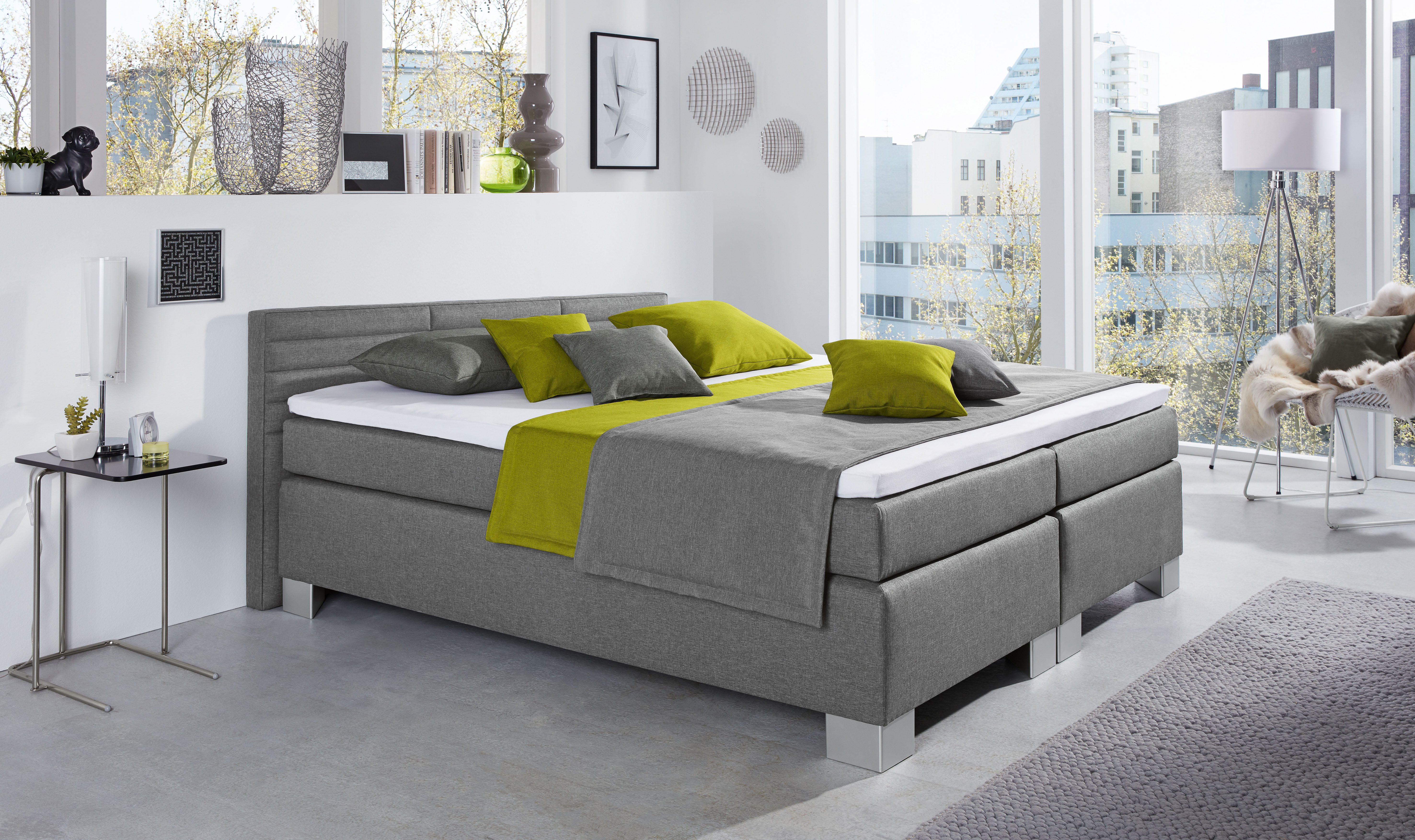 hapo Boxspringbett ATLANTA mit niedrigem Kopfteil (Topper separat erhältlich), erhältlich in verschiedenen Breiten, Farben & Matratzenarten