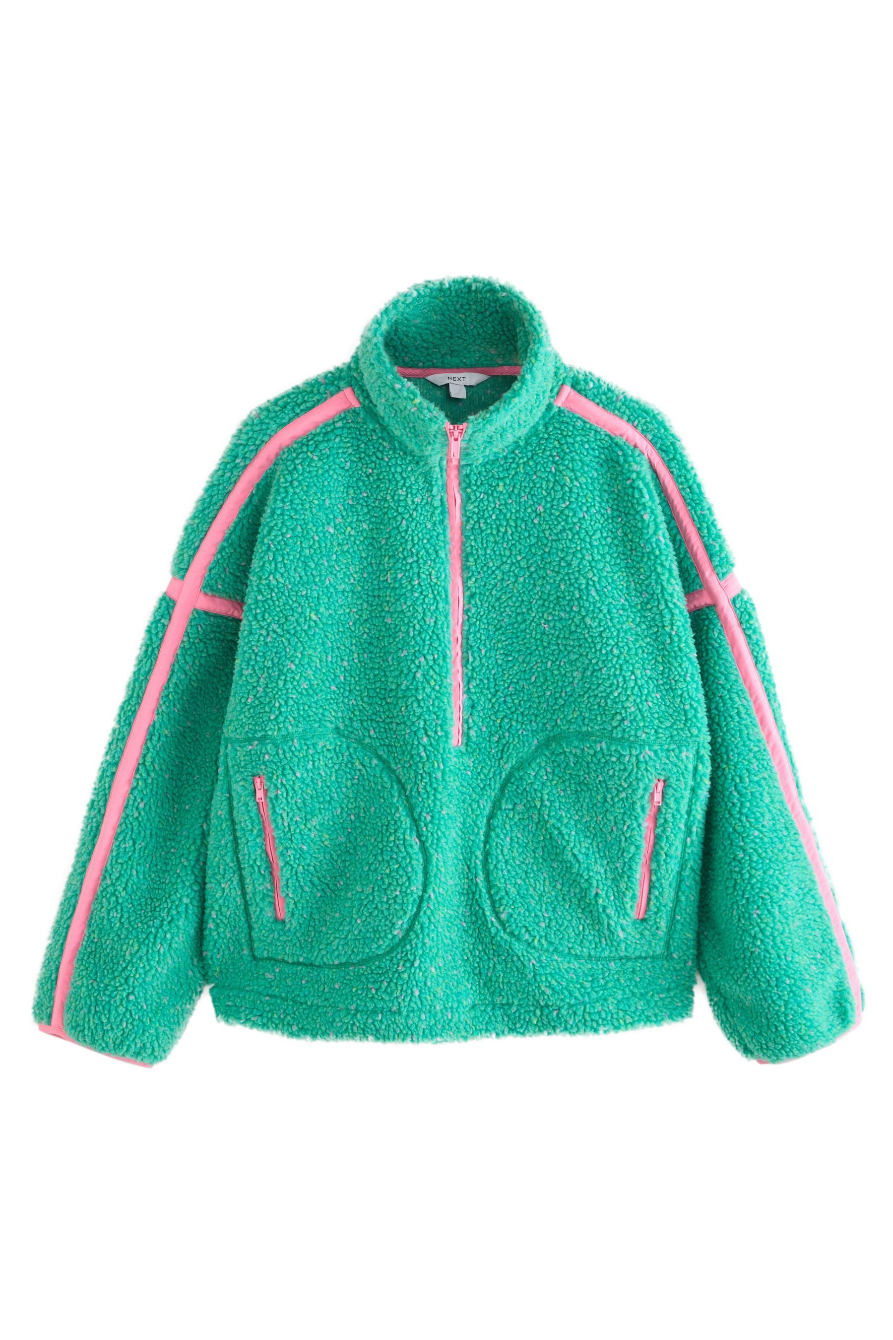 Next Fleecejacke Borgjacke mit Reißverschluss und Kontrastbesatz (1-St)