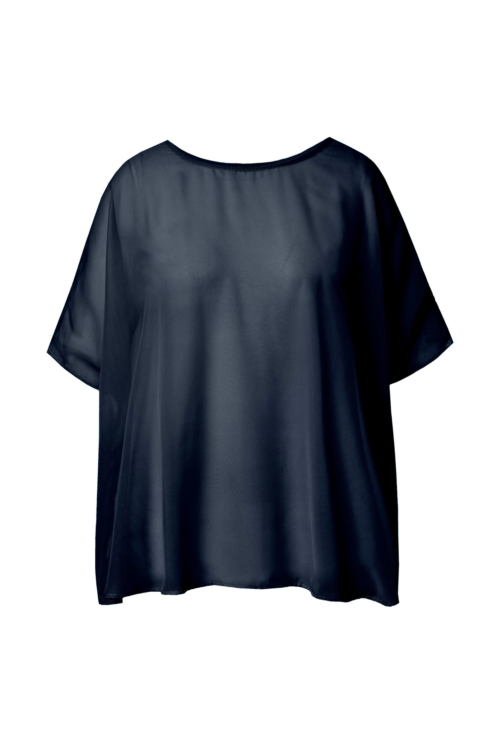 Ulla Popken Druckbluse Chiffonbluse Oversized Rundhals günstig online kaufen