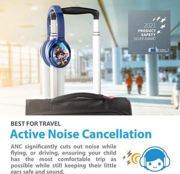 buddyphones™ kabelloser Cosmos+ Bluetooth-mit aktiver Geräuschunterdrückung Kinder-Kopfhörer (Sicherer Hörgenuss für Kinderohren mit integrierter Lautstärkebegrenzung auf 85 dB., ohrumschließender, Faltbarer mit Mikrofon, 24 Stunden Akkulaufzeit)