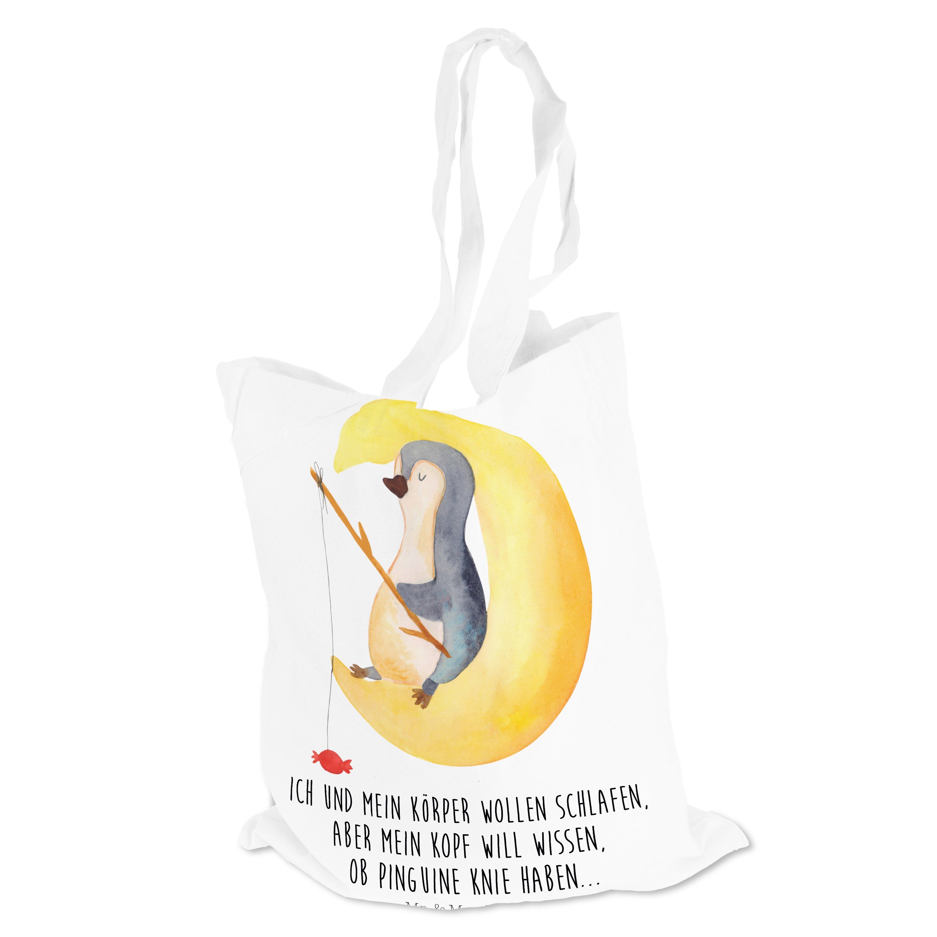 Mr. & Mrs. - Pinguin (1-tlg) - Panda Jutebeutel, Nachtruhe, Tragetasche Beuteltasche, Mond Geschenk, Weiß