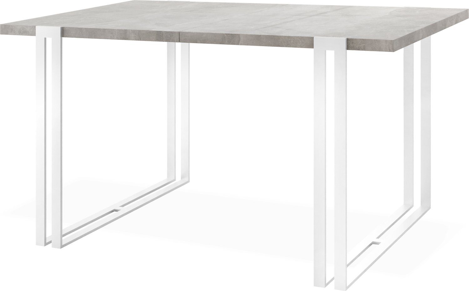 [Sonderpreis für begrenzte Menge] WFL GROUP Lilo, Grau mit Metallbeinen Glamour Tisch Esstisch im Loft-Stil Beton Ausziehbar