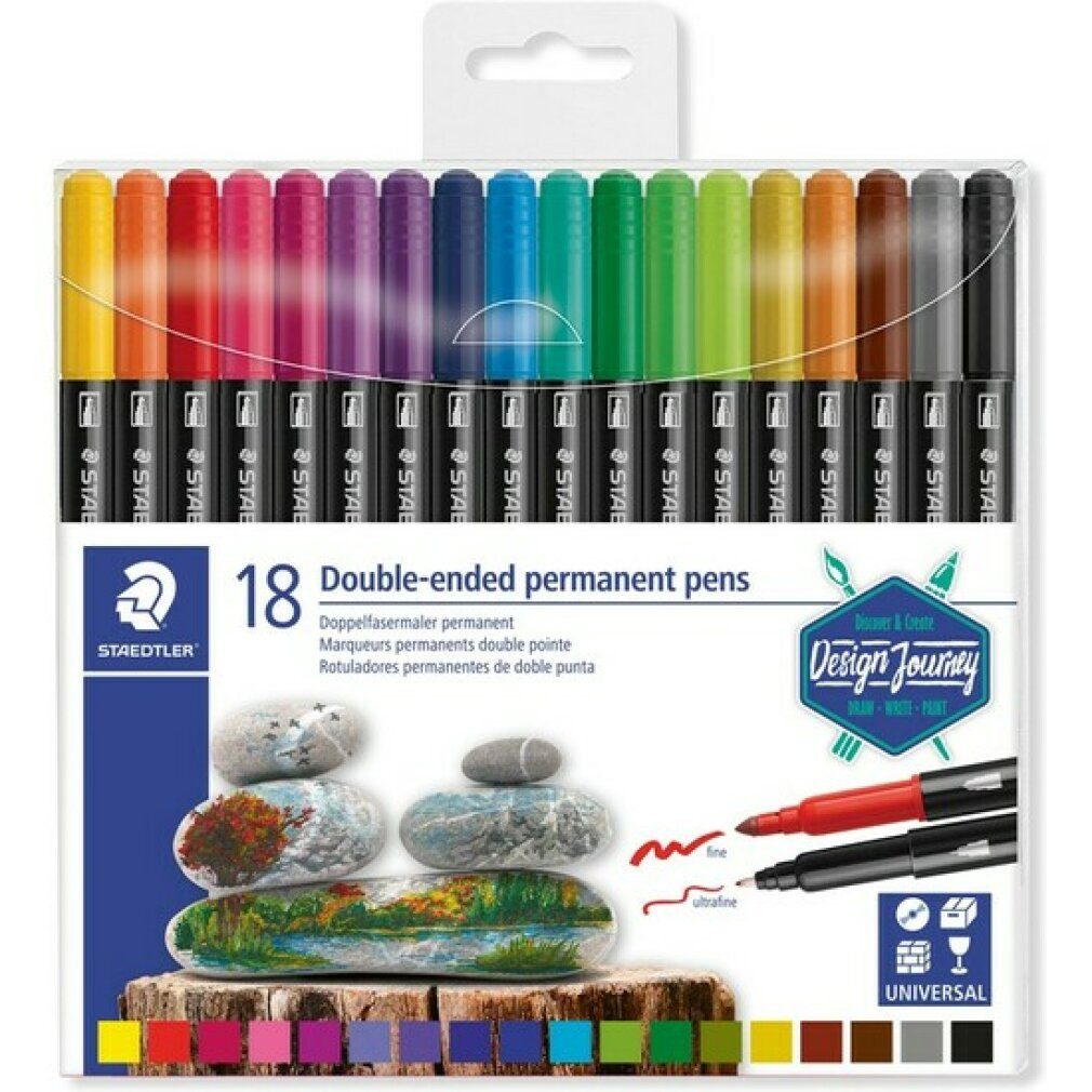 STAEDTLER Marker Doppelfasermaler permanent div. Farben 18-teilig retail