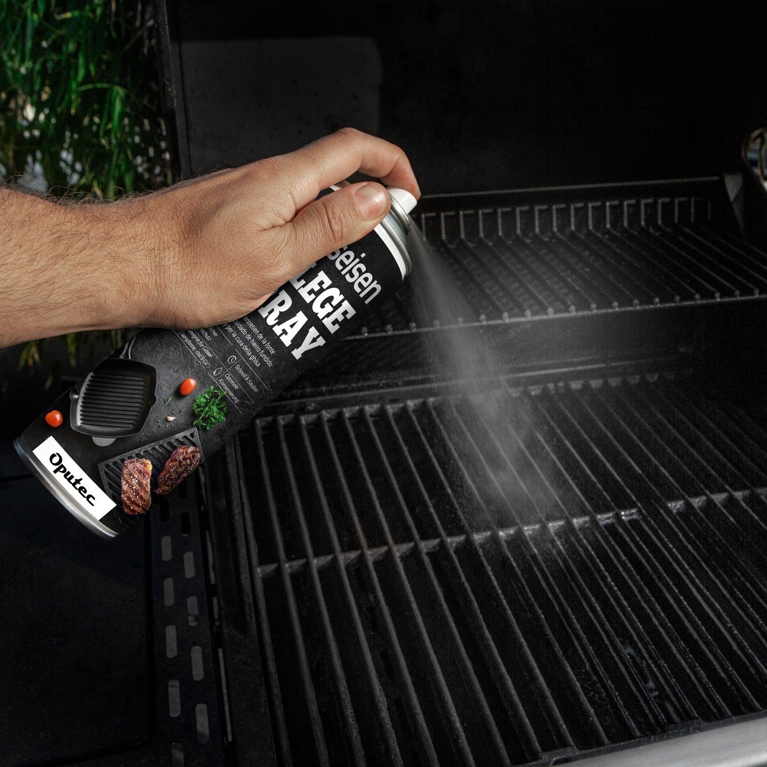 Oputec 500ml Gusseisen-Pflegespray - Trennspray Grill, Pfanne, Dutch Oven Grillreiniger