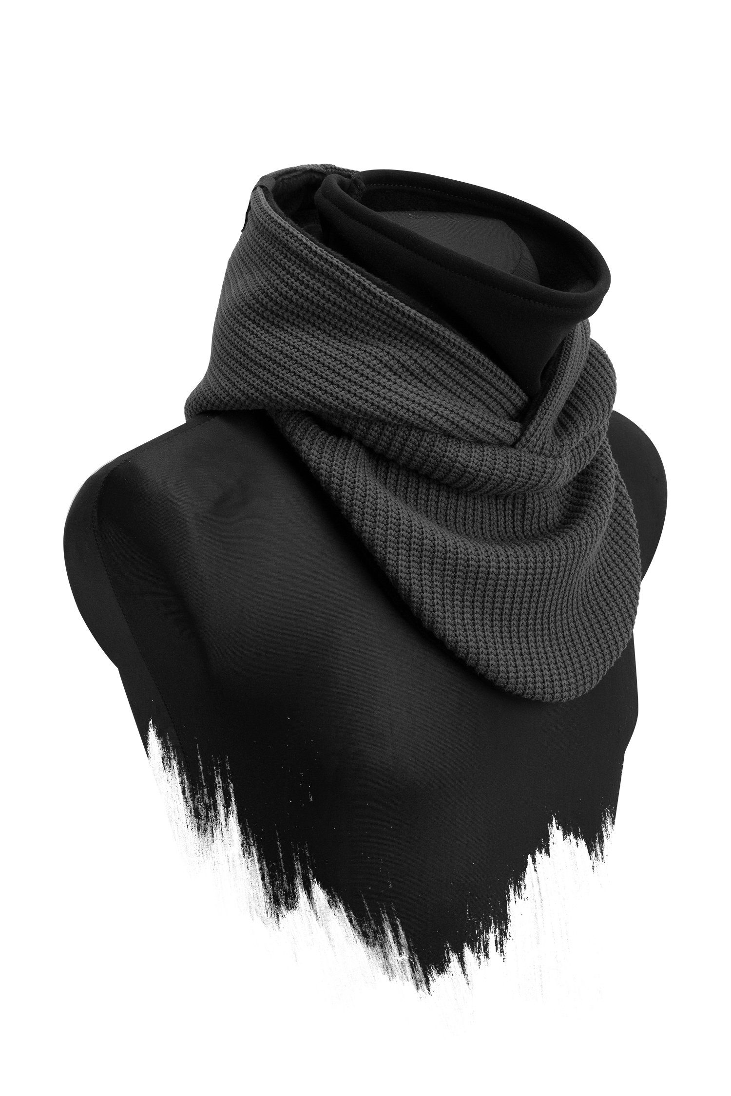 Hooded integriertem Modeschal Manufaktur13 Strickschal, - mit Knit Storm Windbreaker Kapuzenschal, Schal, Loop Grey