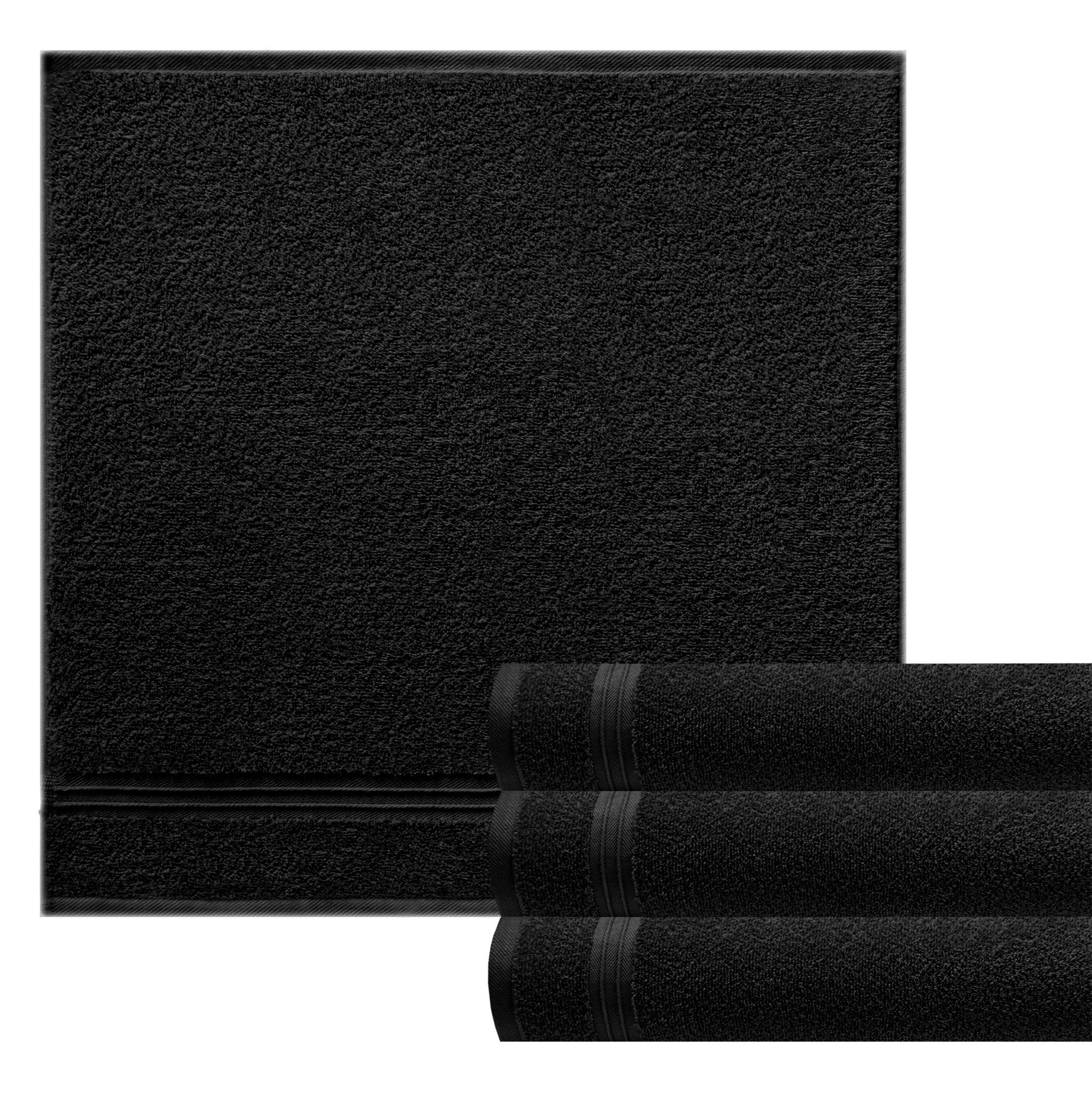 cm (Spar-Set, schwarz Frottee Handtuch 50x50 4-tlg), Geschirrhandtücher Linz Set Lashuma Küchentücher, Frottee,