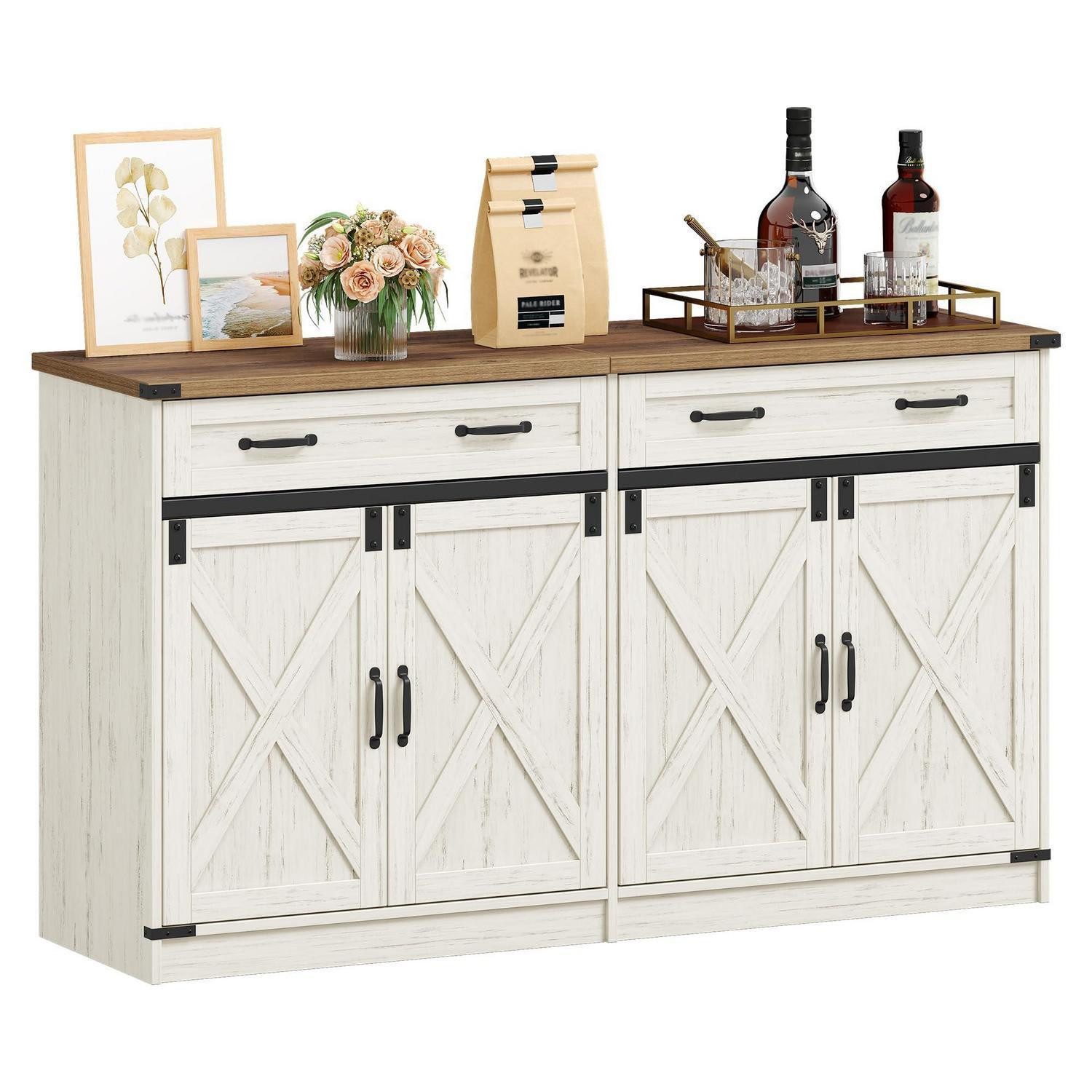 LuxusKollektion Buffet Sideboard Schubladen 2 Türen 4 Einlegeböden 40 x 140 x 80 cm