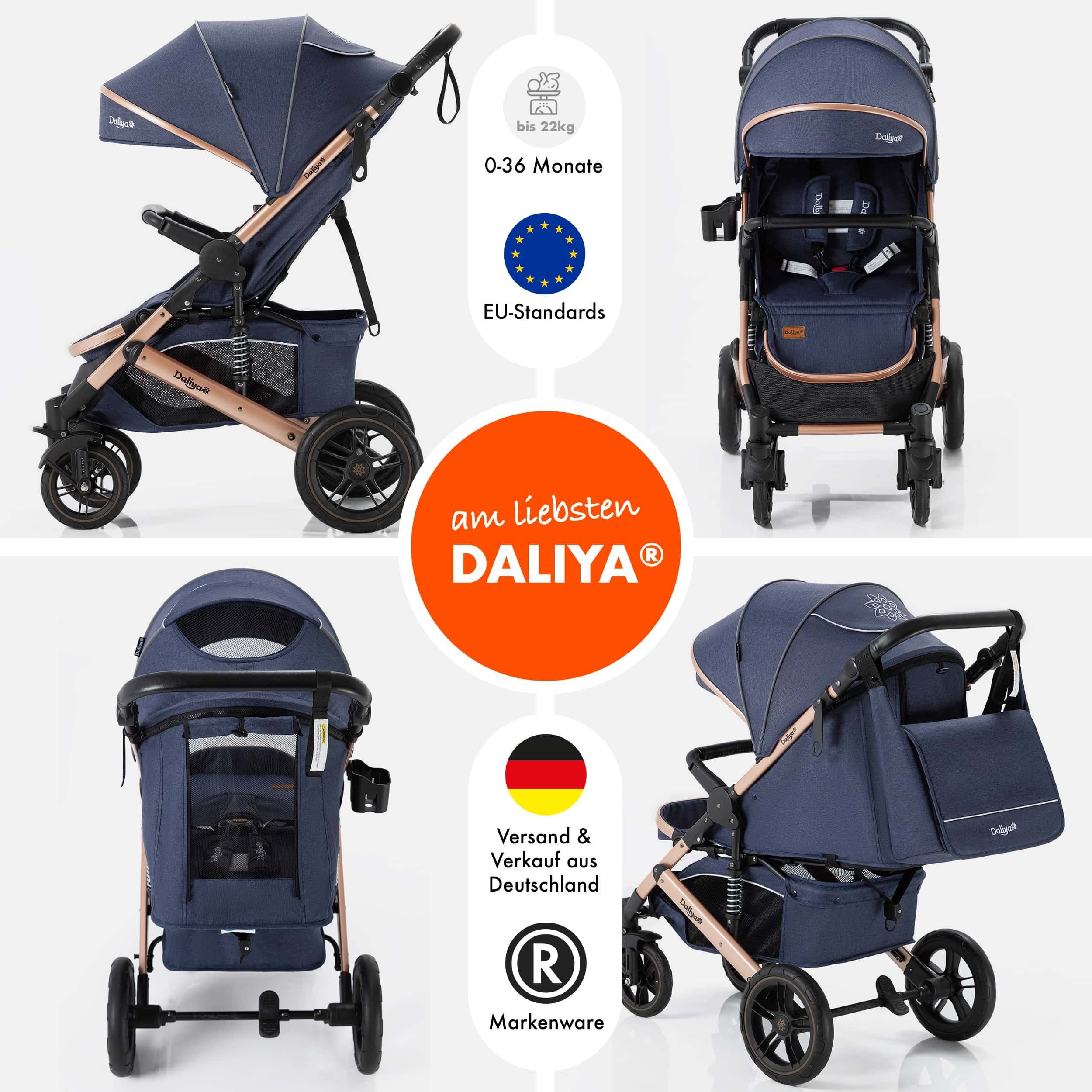 Daliya® Kinder-Buggy RAPIDY Buggy Kinderwagen, XXL Set, kompakt, Kinderbuggy, Sportwagen, (XXL 10-tlg. Komplettset, 10-tlg), Liegeposition, Fußsack, Spieltisch, Wickeltasche, Regenverdeck