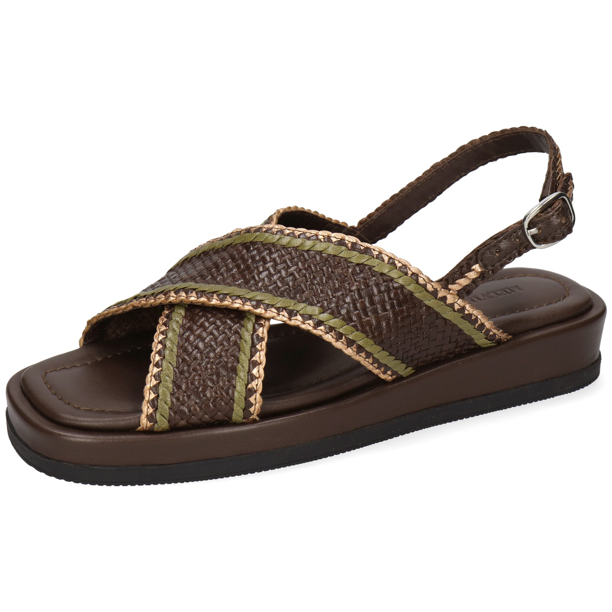 Melvin & Hamilton Vim 1 Leder-Geflochtene Schuhe für Damen Sandale Plateausohlen, Echtes Leder, Von Hand geflochten