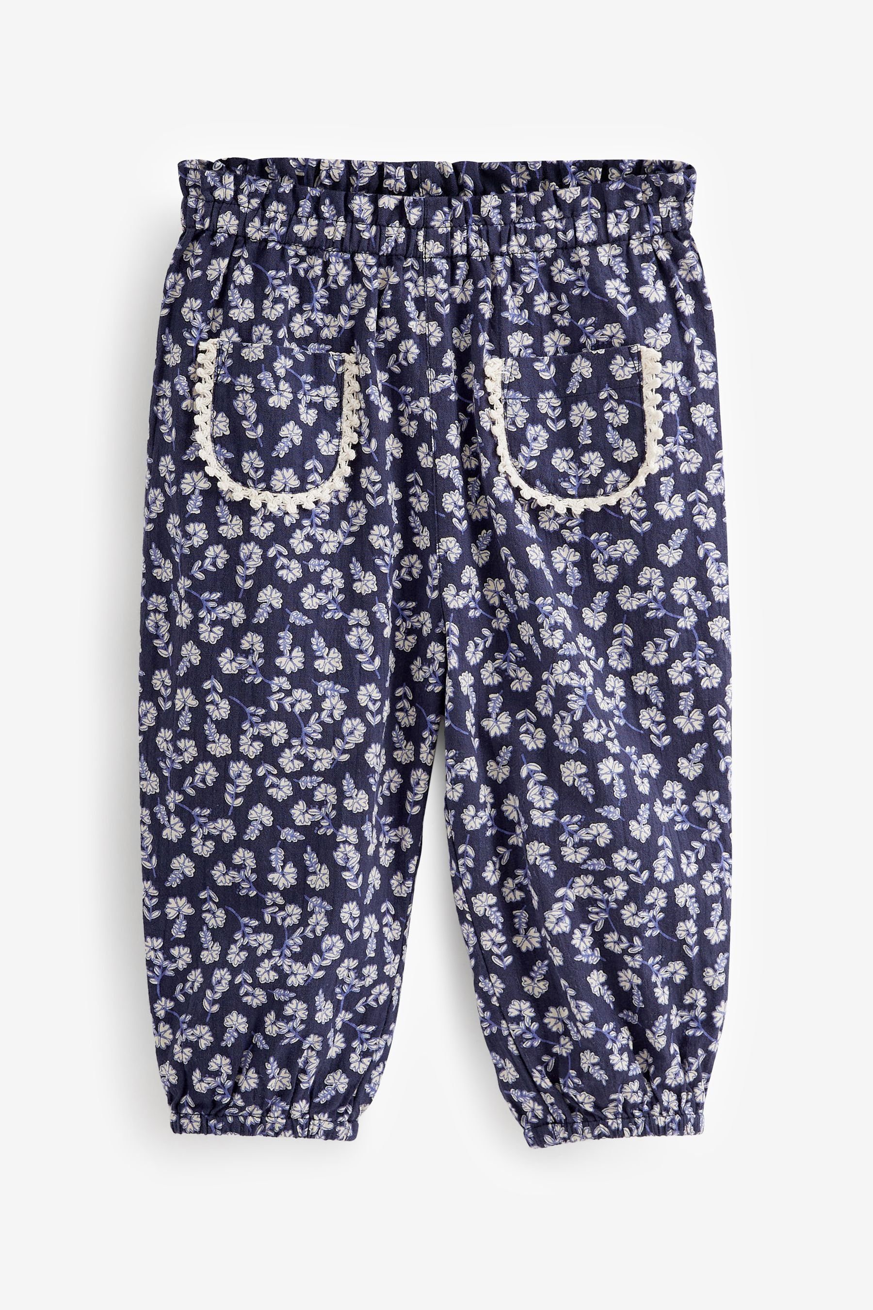 Next Stoffhose Weiche, strukturierte Hose Floral Navy Blue (1-tlg)