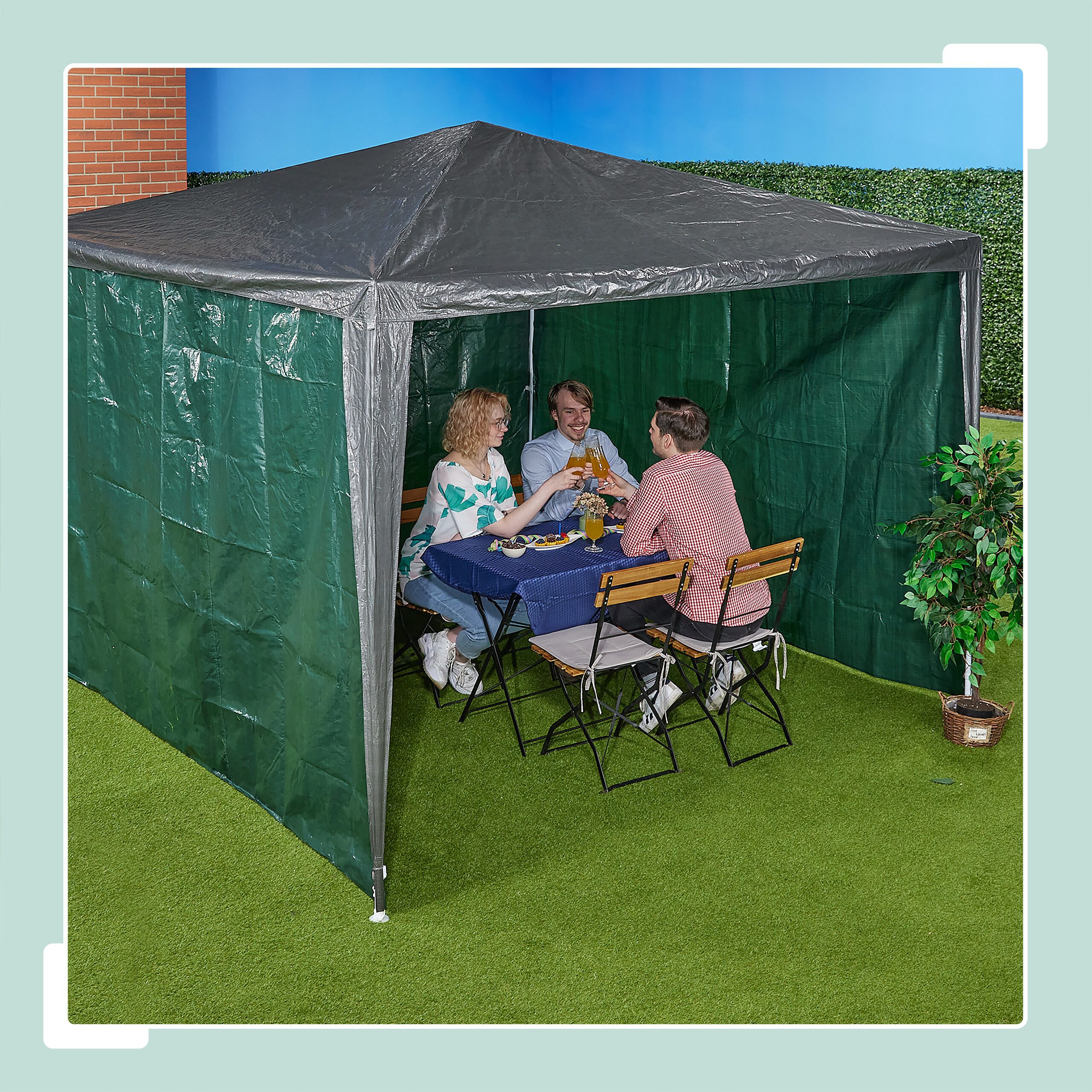 relaxdays Pavillonseitenteil Dunkelgrüne Pavillon Seitenteile 3er günstig online kaufen