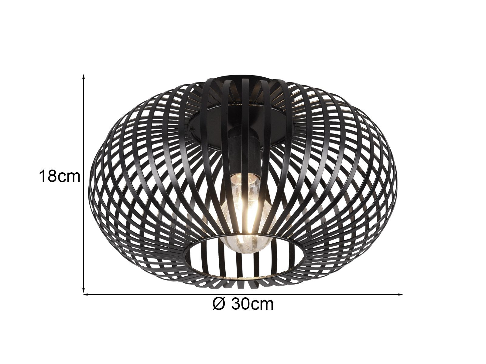 TRIO Leuchten LED Deckenleuchte Metall Gitter-Schirm Ø 30cm, dimmbar, LED wechselbar, Warmweiß, ausgefallene kleine Industrial Gitter-lampe, Deckenlampe inkl. E – Bild 4 von 5