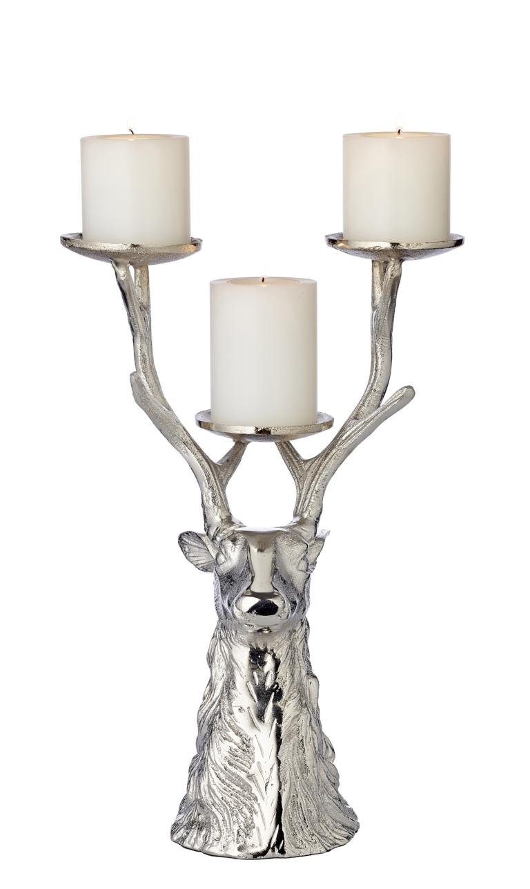 EDZARD Kerzenhalter Hirsch, Silber-Optik, vernickelt, Hirsch-Motiv, für Stu günstig online kaufen