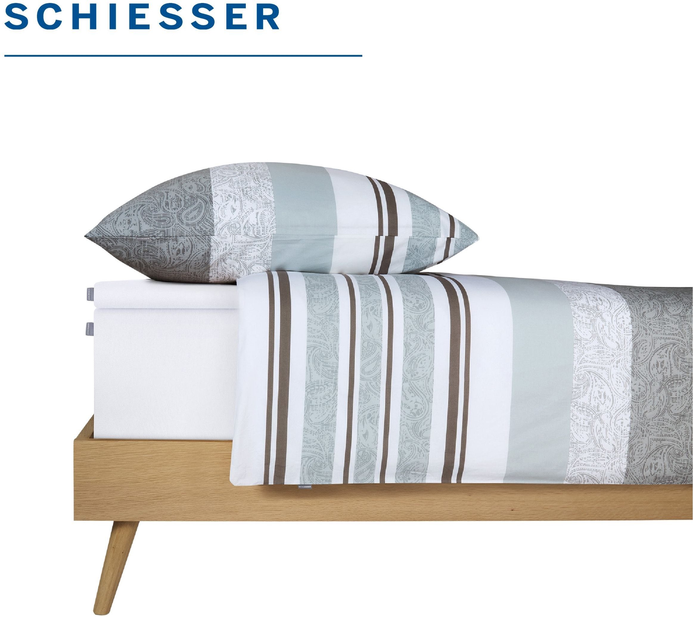 Schiesser Spannbettlaken Flexi aus 95% Baumwolle und 5% Elastahan in Premium-Qualität, Jersey-Elasthan, Gummizug: rundum, (1 Stück), für hohe Matratzen und Boxs – Bild 4 von 5