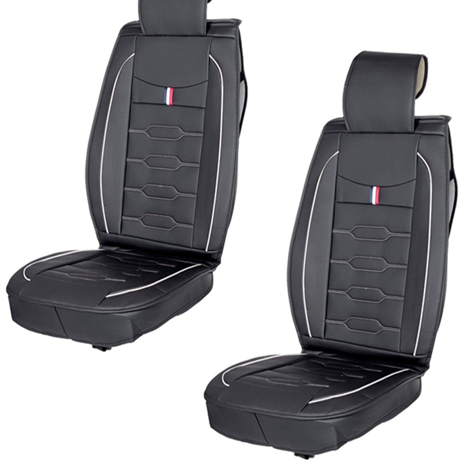 2tlg/Set Universal Schwarz Auto Sitzauflage Sitzkissen Sitzmatte PU  Sitzbezüge