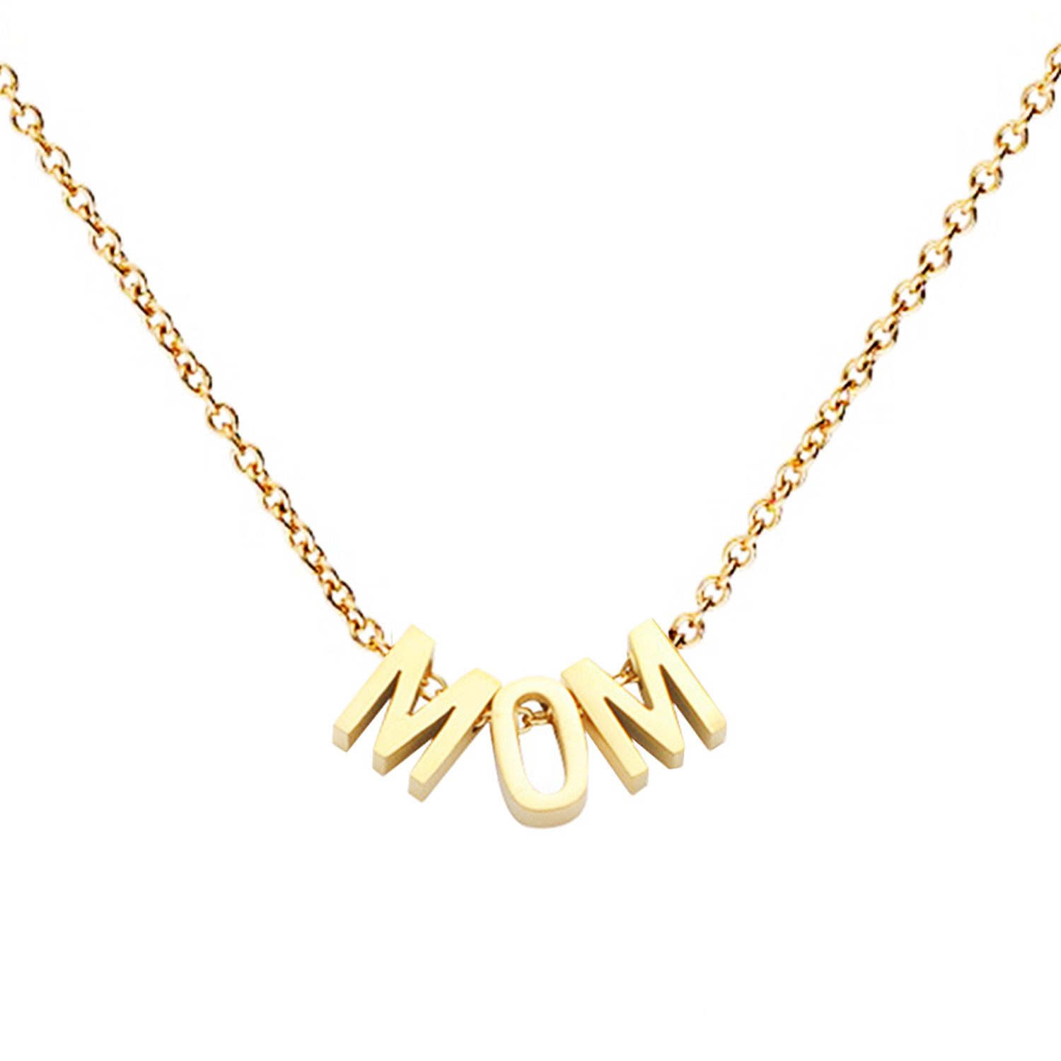 Kette mit Anhänger 750er Gold vergoldet Edelstahl Kette Halskette MOM Buchstaben Anhänger