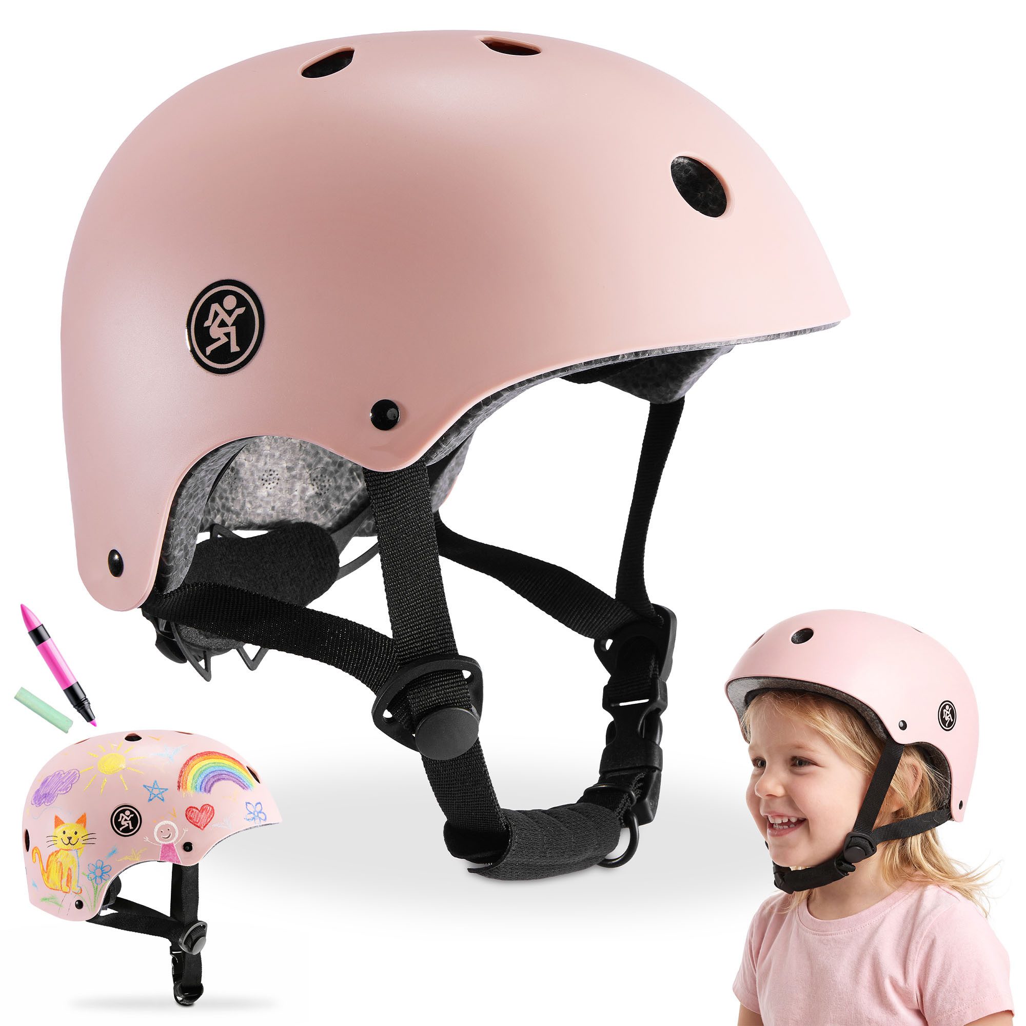 HyperMotion Kinderhelm HyperMotion Kinderhelm S 46–56 cm Rosa Matt Fahrrad Scooter Skate Helm