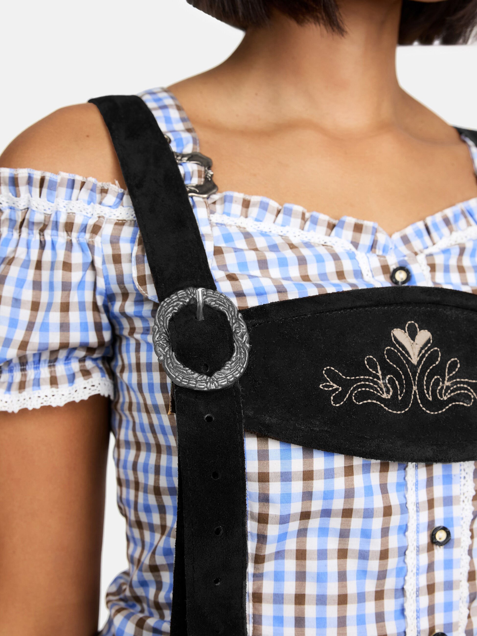 Steigenhöfer Manufaktur Trachtenlederhose Lederhose Damen Shorts Hotpants - 100% Rindsleder - Kurze Hose (Inklusive verstellbaren Trägern) Traditionelles Design – Bild 4 von 5