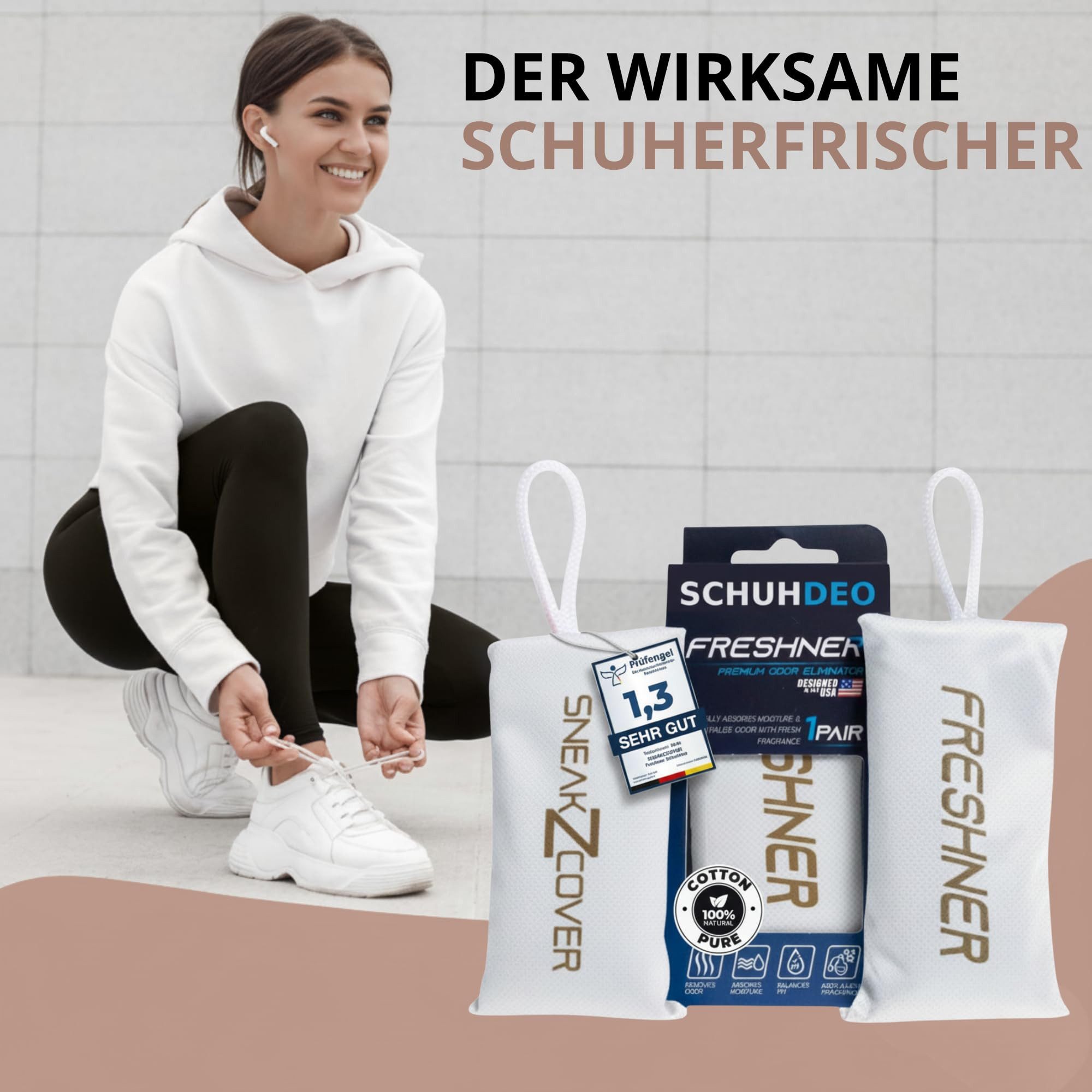 SneakZcover Schuhdeo gegen Geruch und Schweiß Antibakteriell, Effektiver Schuh Deo für Sportschuhe, Sneaker und Schuhschrank
