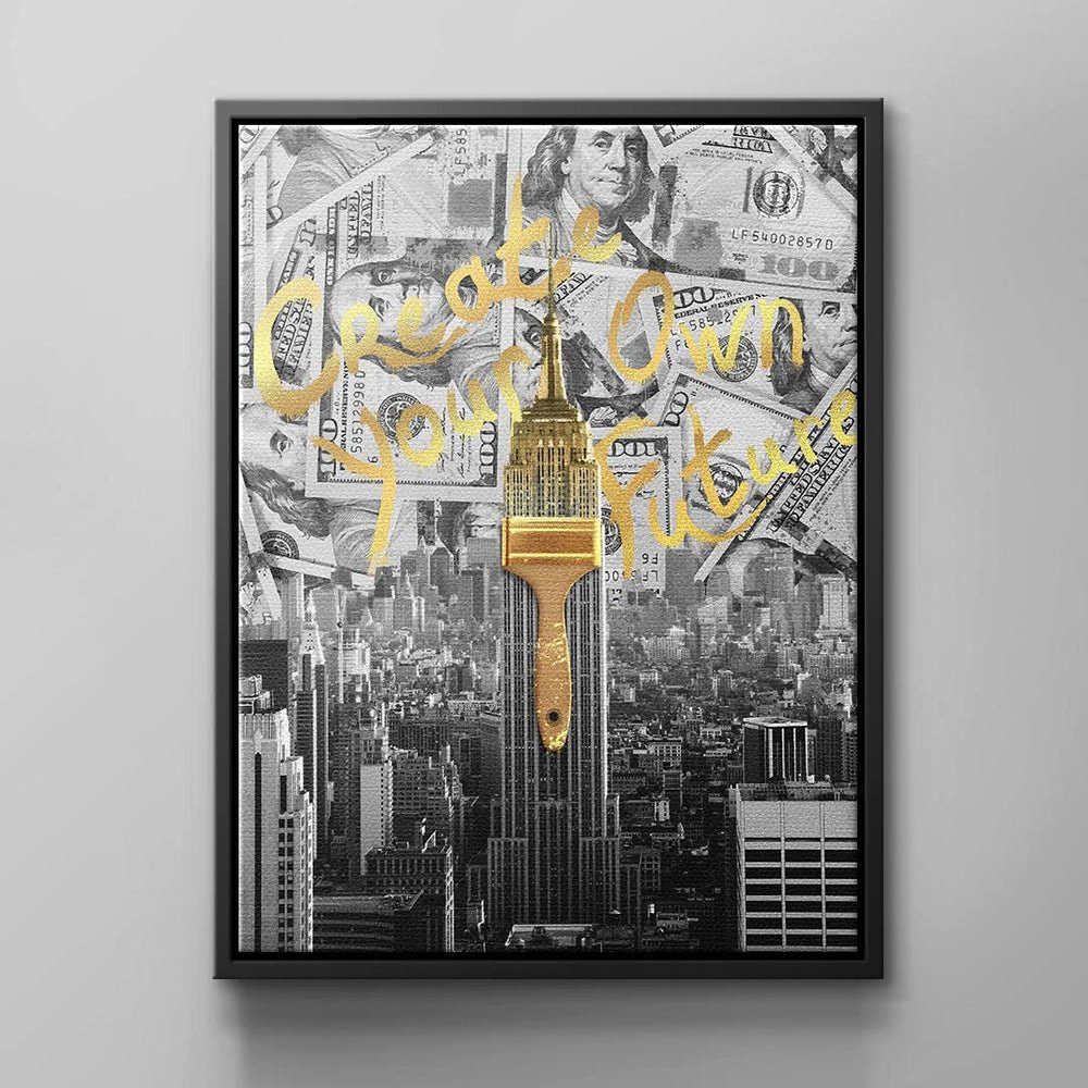 DOTCOMCANVAS® Leinwandbild, Motivation Erfolgswandbild - New York City Empire State Building - C schwarzer Rahmen