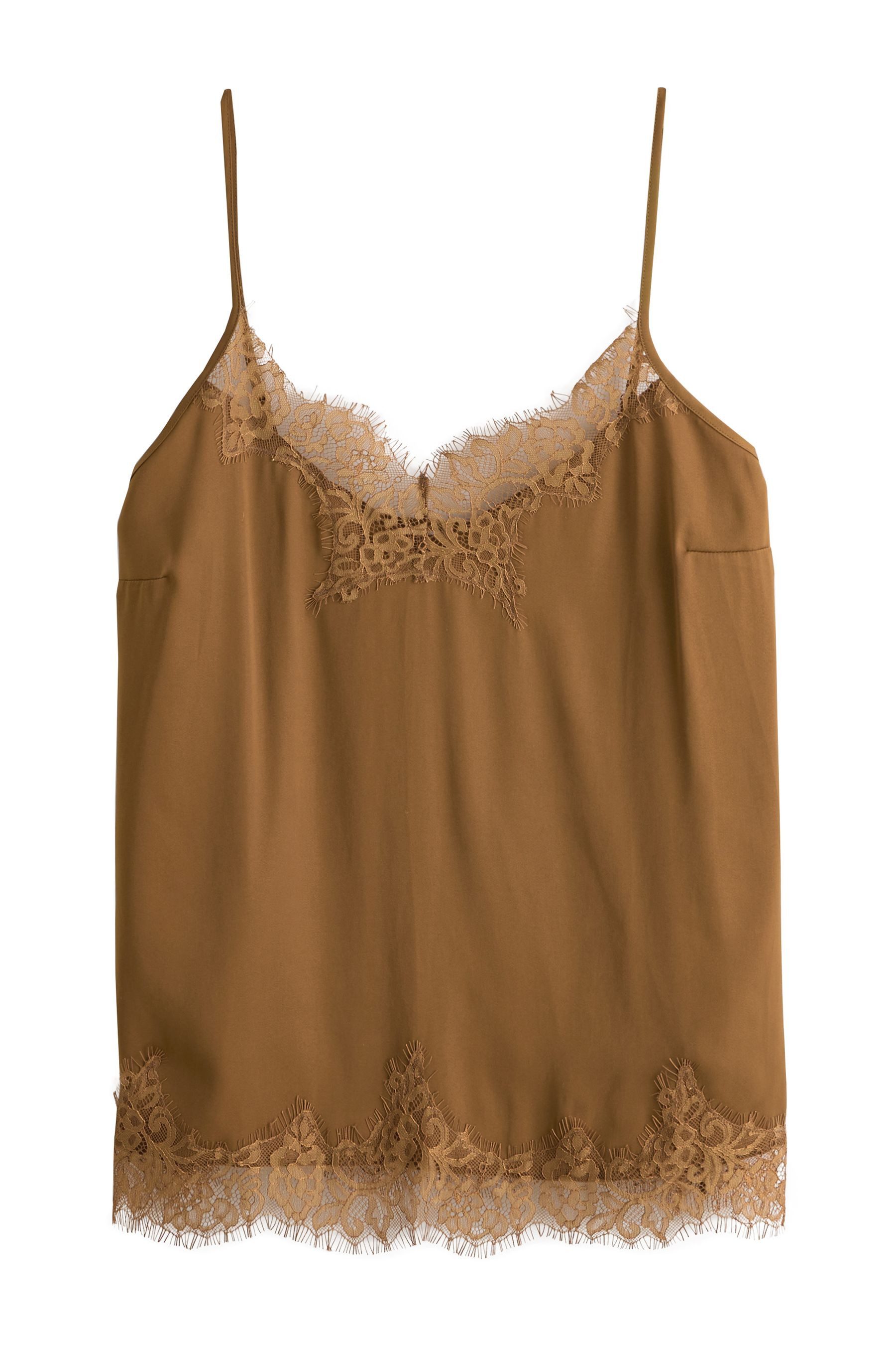 Next Trägertop Trägertop aus Satin mit Spitzenbesatz (1-tlg)