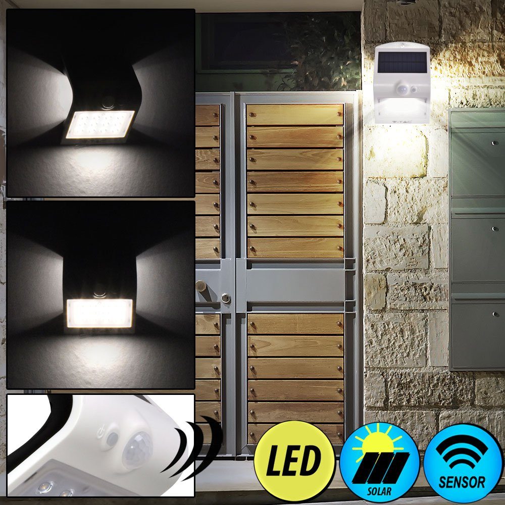 Leuchte Tür LED-Leuchtmittel fest Strahler Solar Außen Haus verbaut, LED Außen-Wandleuchte, Neutralweiß, Wand Bewegungsmelder V-TAC Down