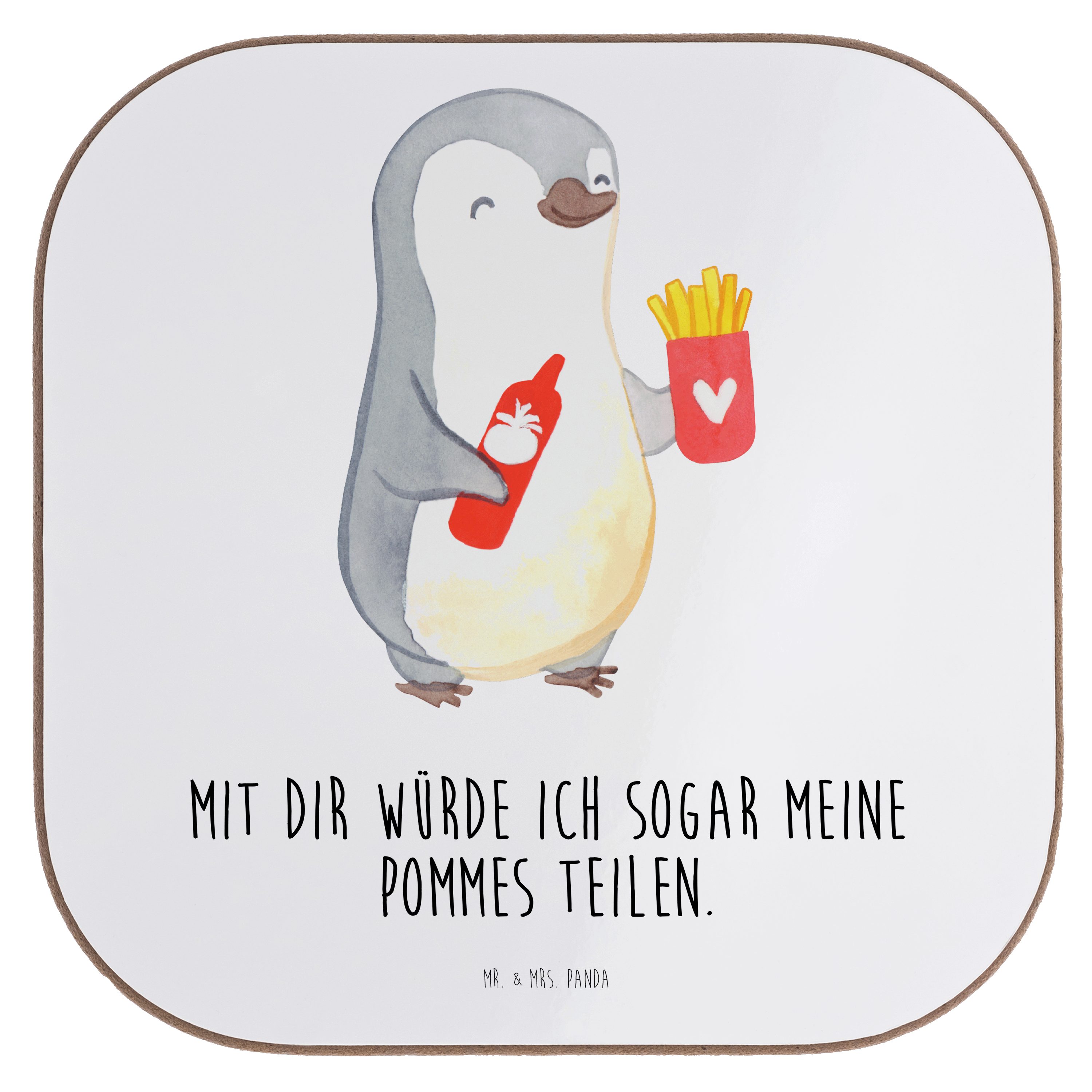 - Pinguin Weiß Mrs. Pommes Getränkeuntersetzer Mr. - Gläser, & Mitbringsel, Untersetzer Geschenk, Panda Ja, 1-tlg.