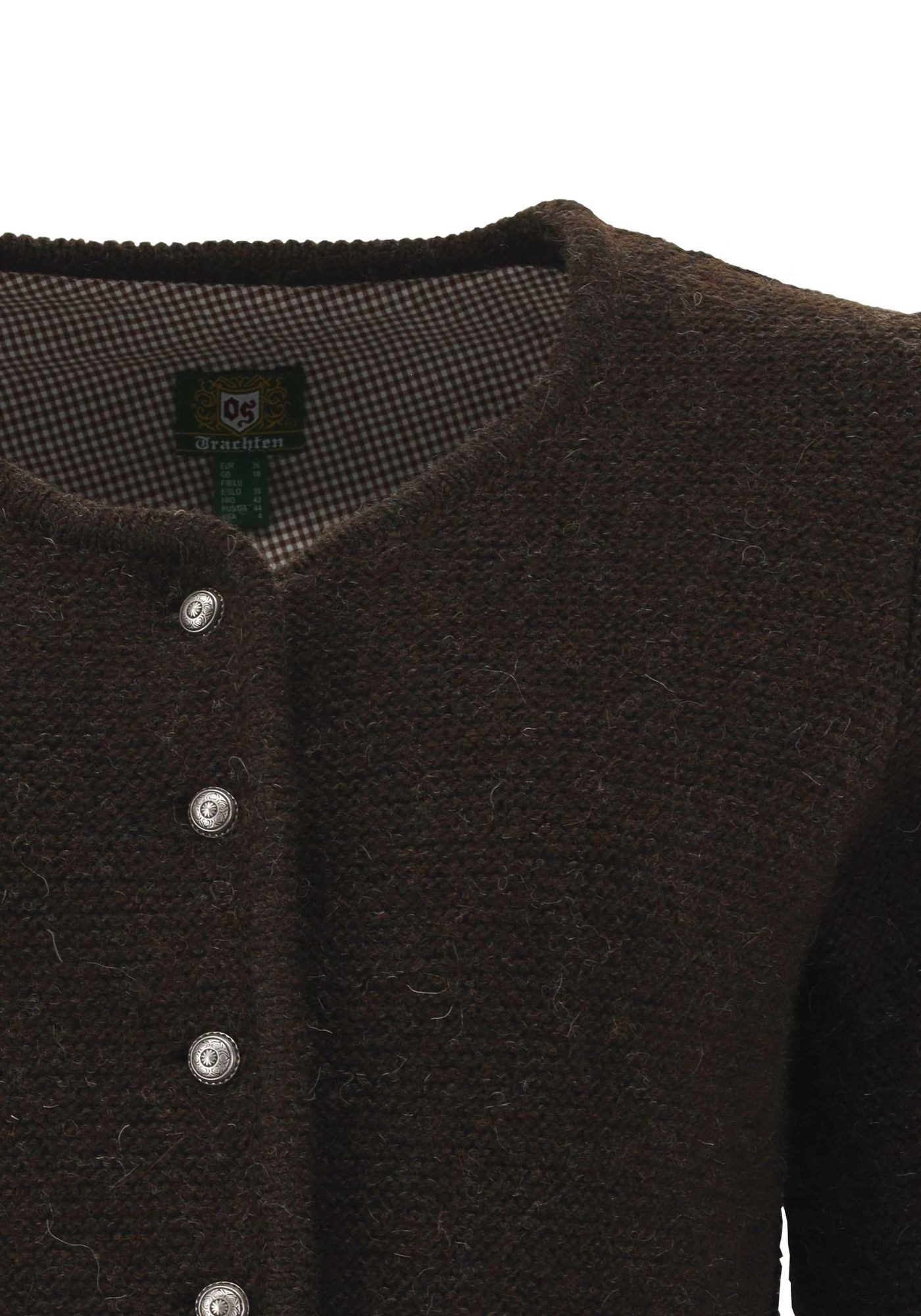 OS Trachten Strickjacke Forivo tailliert, Rundhalsausschnitt, 1/1-Arm, Wiener-Nähte