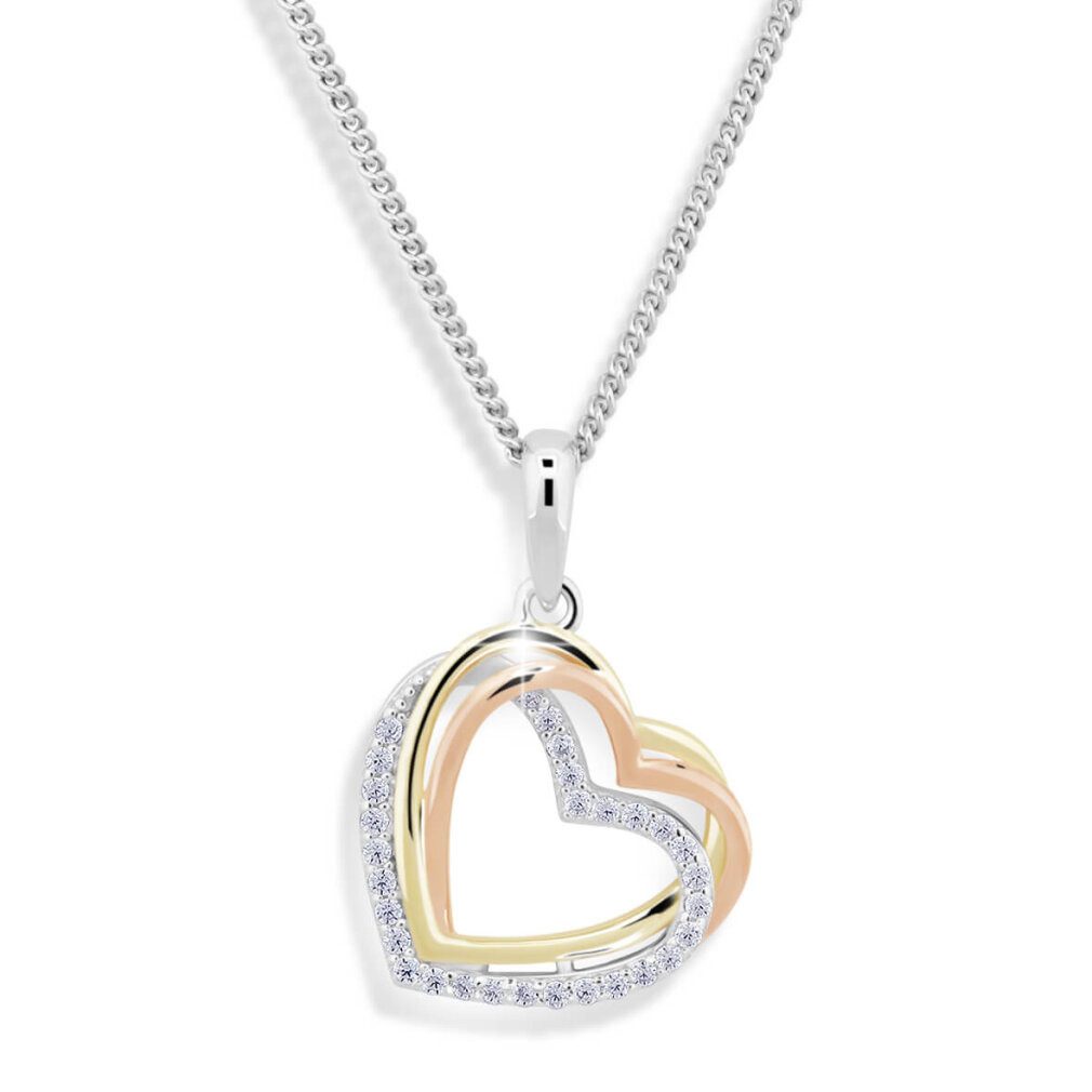 Kette mit Einhänger Heart tricolor necklace with zircons M43060