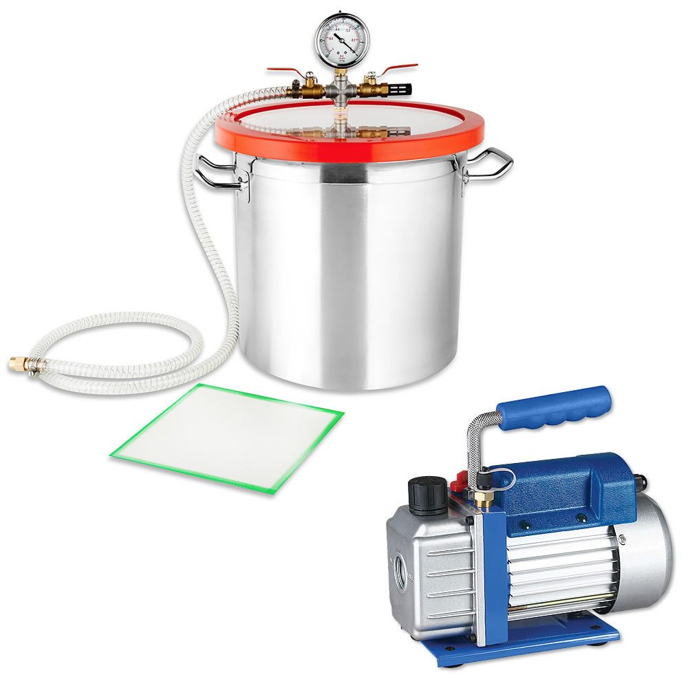 Vakuumbehälter Set 70 l/min Vakuumpumpe + 21,4L Vakuumkammer Unterdruckpumpe Vacuum