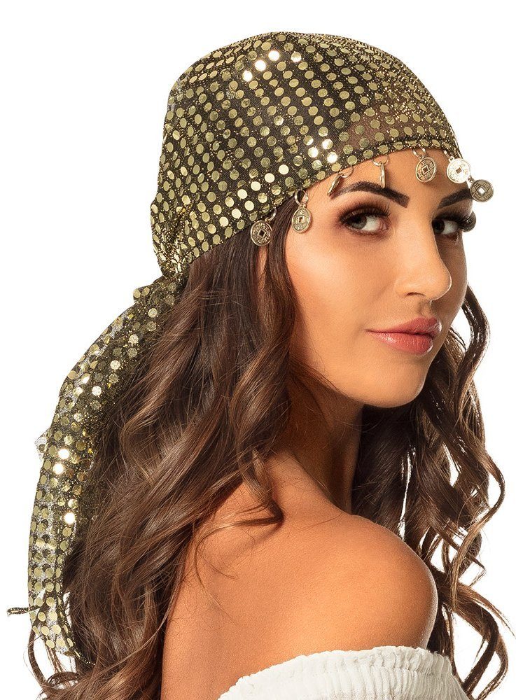 Boland Piraten-Kostüm Kopftuch Bauchtänzerin - Piratin Fasching Karneval, Paillettenbesetztes Tuch für Kopf oder Taille