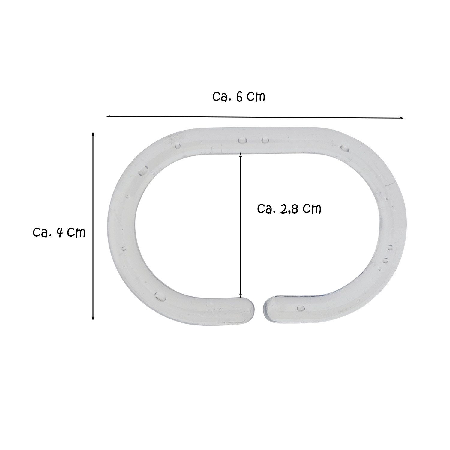 HundB Duschvorhangringe 12 Duschvorhanghaken transparent für Bad Vorhangringe, (Stück, 12-St., Ersatzhaken für Duschvorhang), Haken Ringe Aufhänger Clips Halterungen Befestigungen Duschhaken