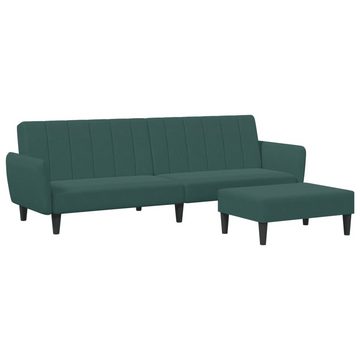 vidaXL Sofa Schlafsofa 2-Sitzer mit Fußhocker Dunkelgrün Samt