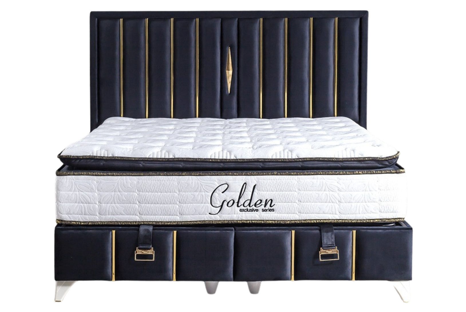 Villa Möbel Boxspringbett GOLDEN (Bett, Bett), Bettkasten mit XXL Stauraum & Gasdruckfedern für einfache Handhabung