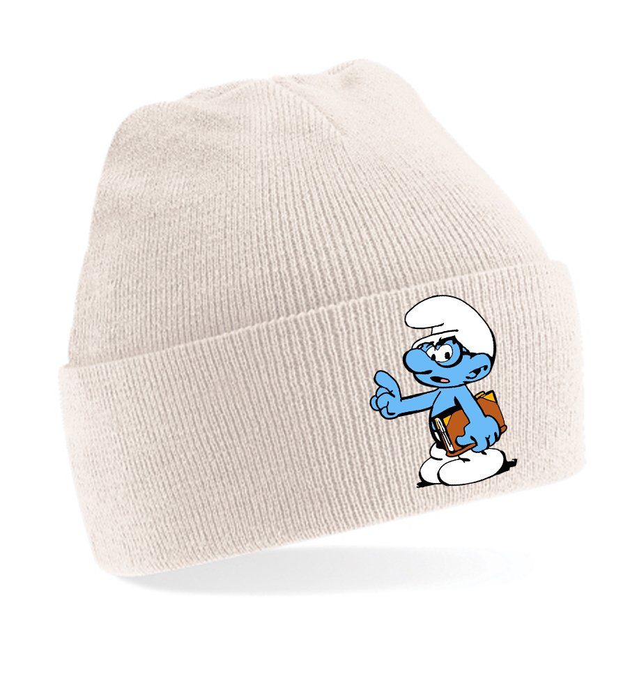 Blondie & Brownie Beanie Unisex Erwachsenen Mütze Schlaubi Schlumpf Buch Schlümpfe Beige