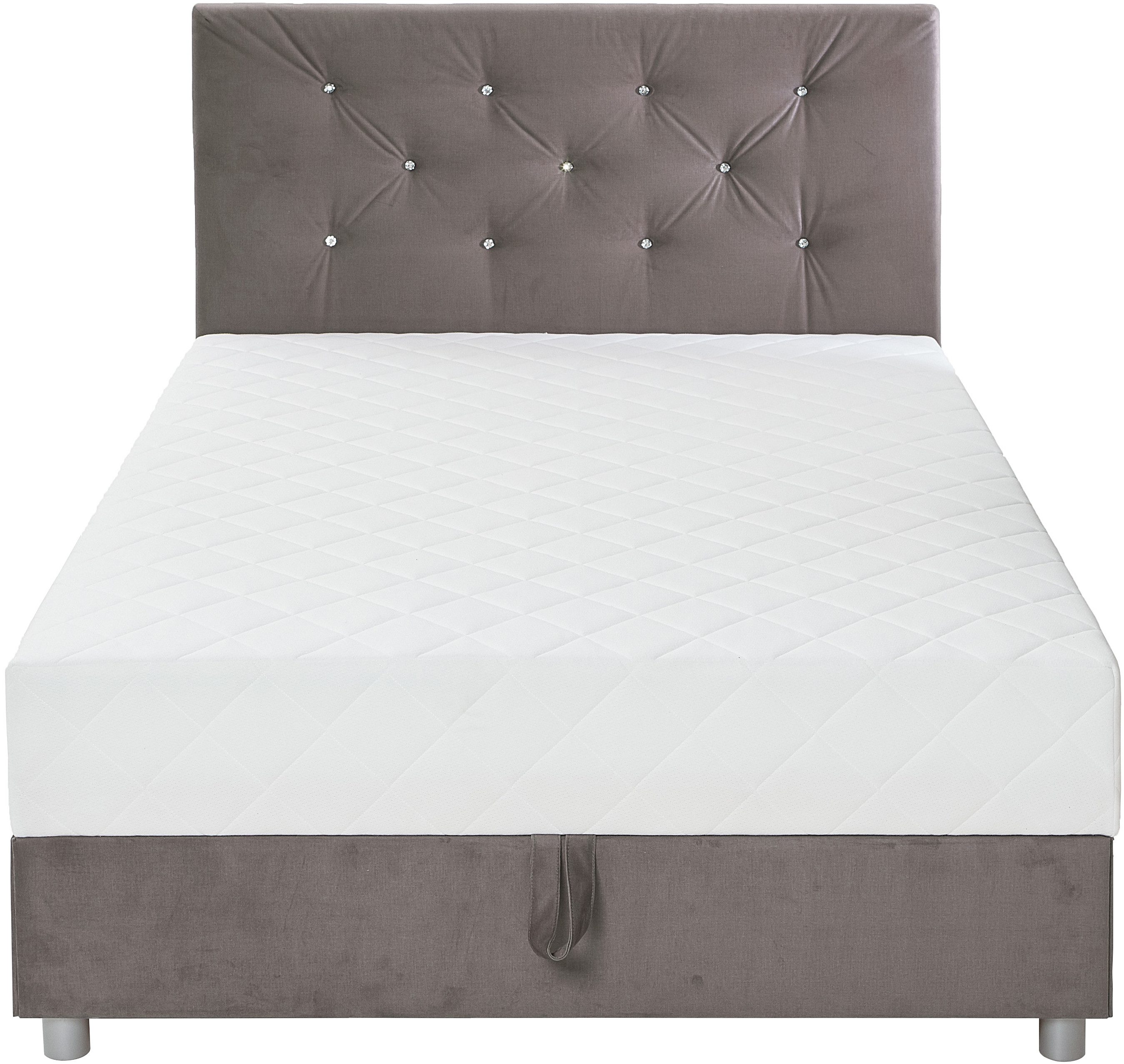 ATLANTIC home collection Boxbett CELIA im hochwertiger Samtoptik, mit Taschen-Federkernmatratze, Bettkasten und Strass-Steinen