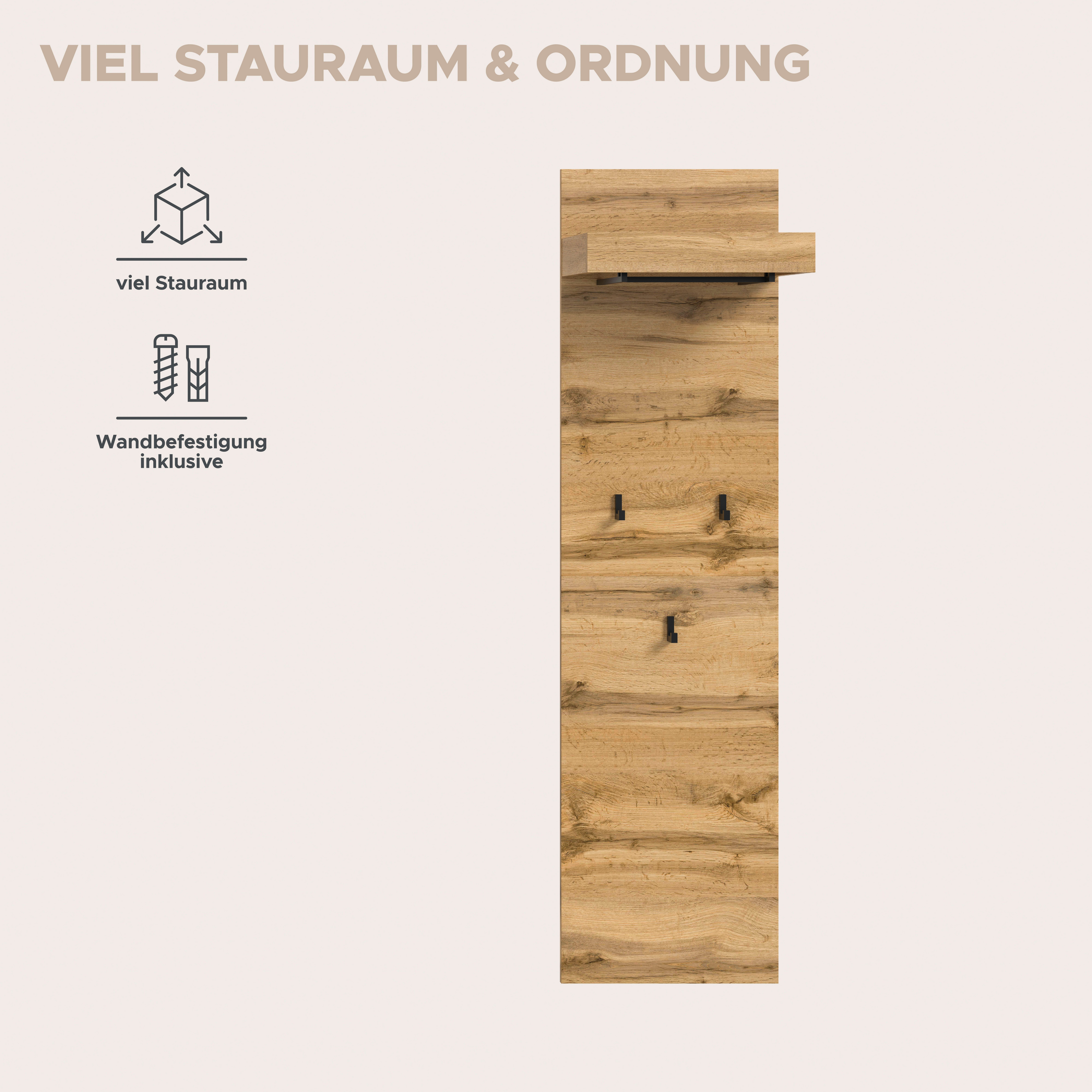 OTTO home Garderobenpaneel MAMBO II, Höhe 150cm, 1 Kleiderstange & Hutablage, 3 Haken (1 St., individuell mit weiteren Artikeln der Serie MAMBO kombinierbar), P – Bild 4 von 5
