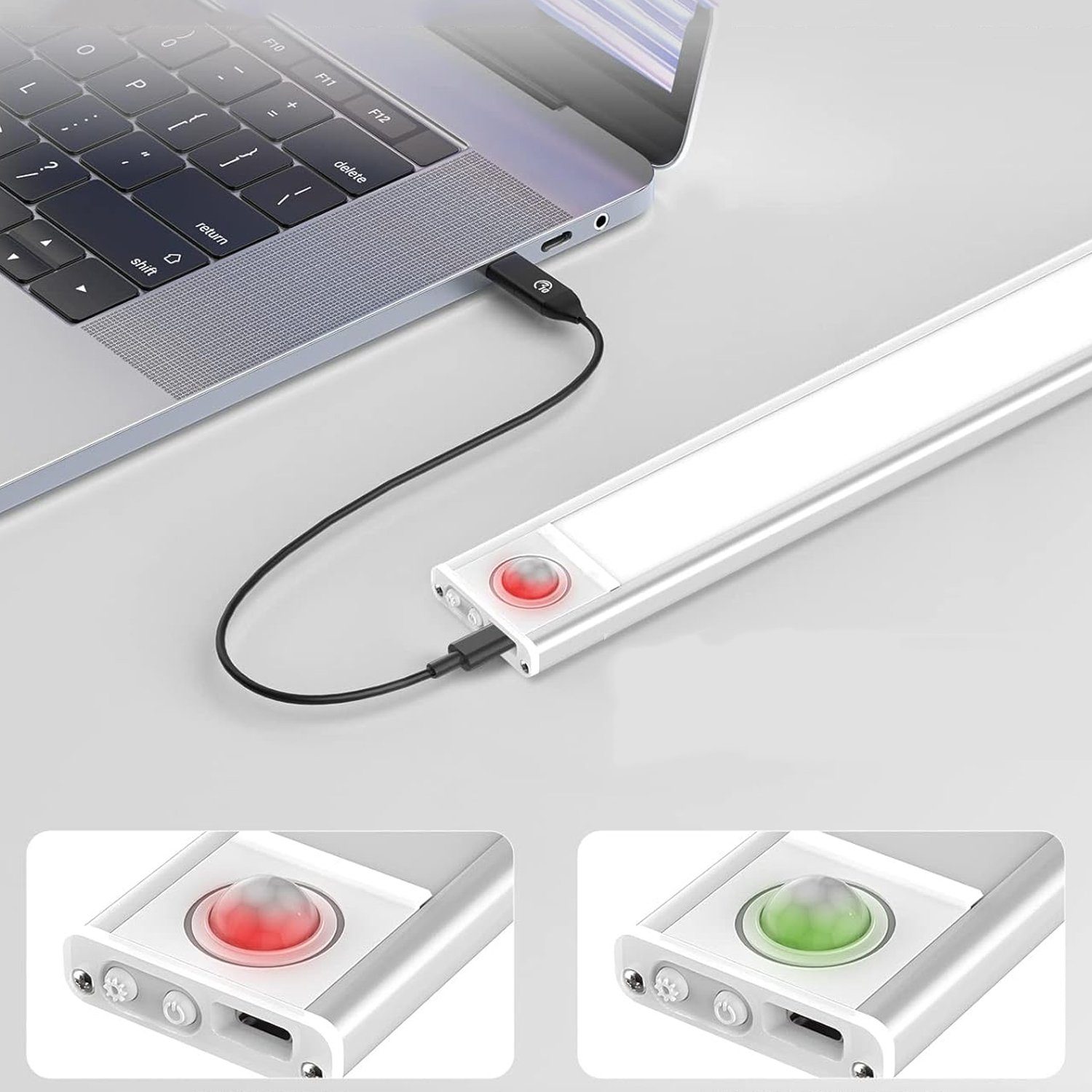 USB mit 3 LED LED Akku Unterbauleuchte küche Lichtleiste mit Bewegungsmelder, bewegungsmelder, lampe Nachtlicht Schrankbeleuchtung fest Lichter Warmweiß, Wiederaufladbar, LED AKKEE Farbmodi LED integriert,