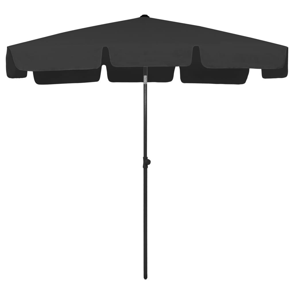 vidaXL Sonnenschirm Strandschirm Schwarz 200x125 cm
