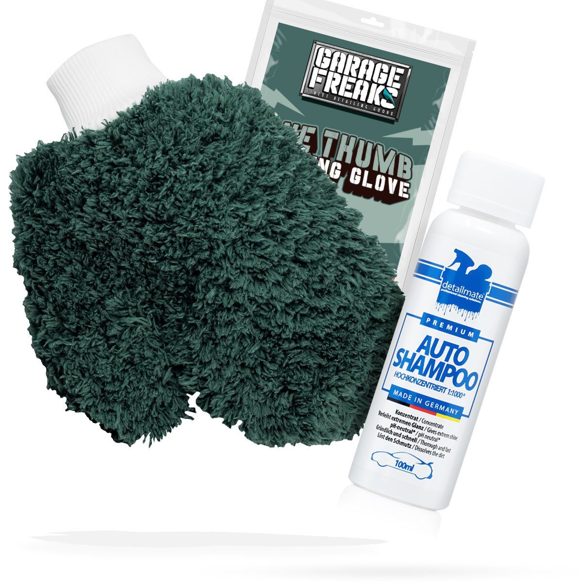 Auto Waschhandschuh Waschset - Garage Freaks + detailmate Autoshampoo Auto-Reinigungsmittel