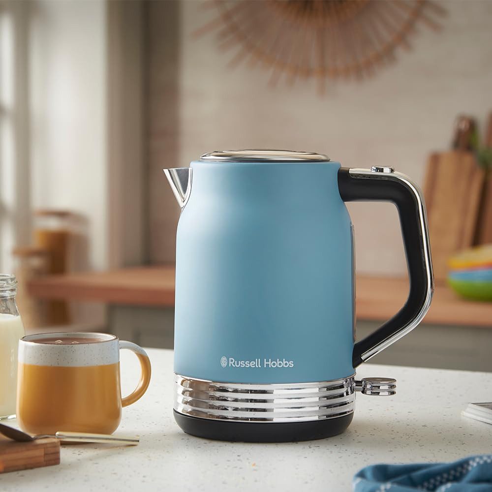 RUSSELL HOBBS Wasserkocher 28641-70, Retro Blue Wasserkocher mit Edelstahlgehäuse