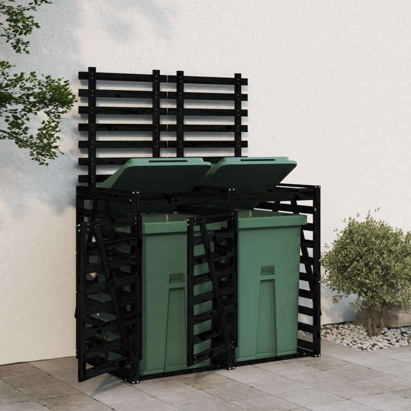 vidaXL Mülltonnenbox Mülltonnenbox für 2 Tonnen Schwarz Massivholz Kiefer