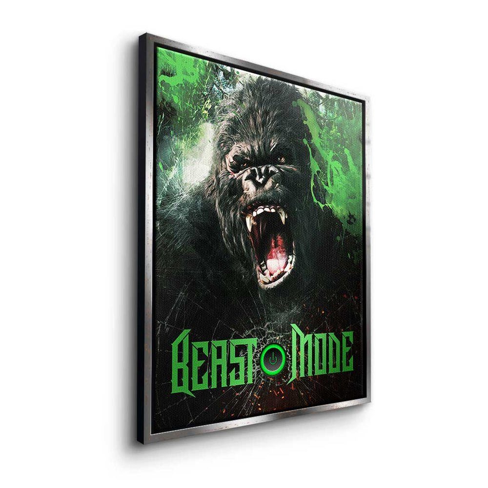 Beast Gorilla Hustle - DOTCOMCANVAS® Leinwandbild Rahmen Gorilla, Mode Mode - Beast Leinwandbild - Bü Premium Motivation - ohne