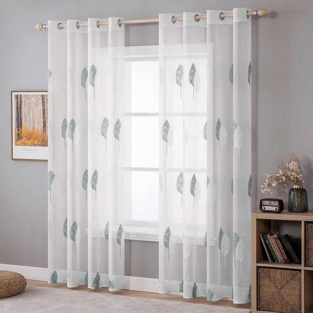 NUODWELL Gardine 2er Set Wohnzimmer Vorhänge, günstig online kaufen