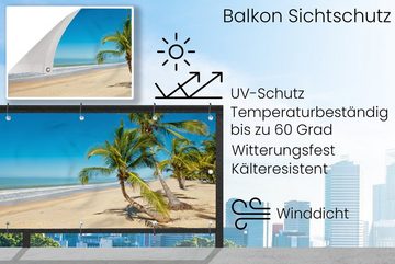 MuchoWow Balkonsichtschutz Strand - Meer - Palme (1-St) Balkonbanner, Sichtschutz für den Balkon, Robustes und wetterfest
