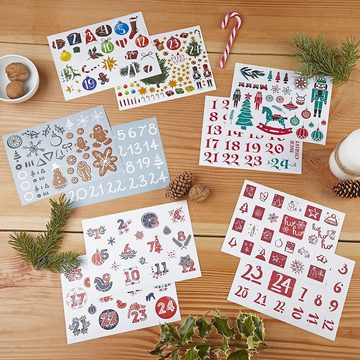 LIVAIA Sticker Weihnachtsaufkleber für Advent Kalender zu Weihnachten 5x Sticker Set, verschiedene Motive